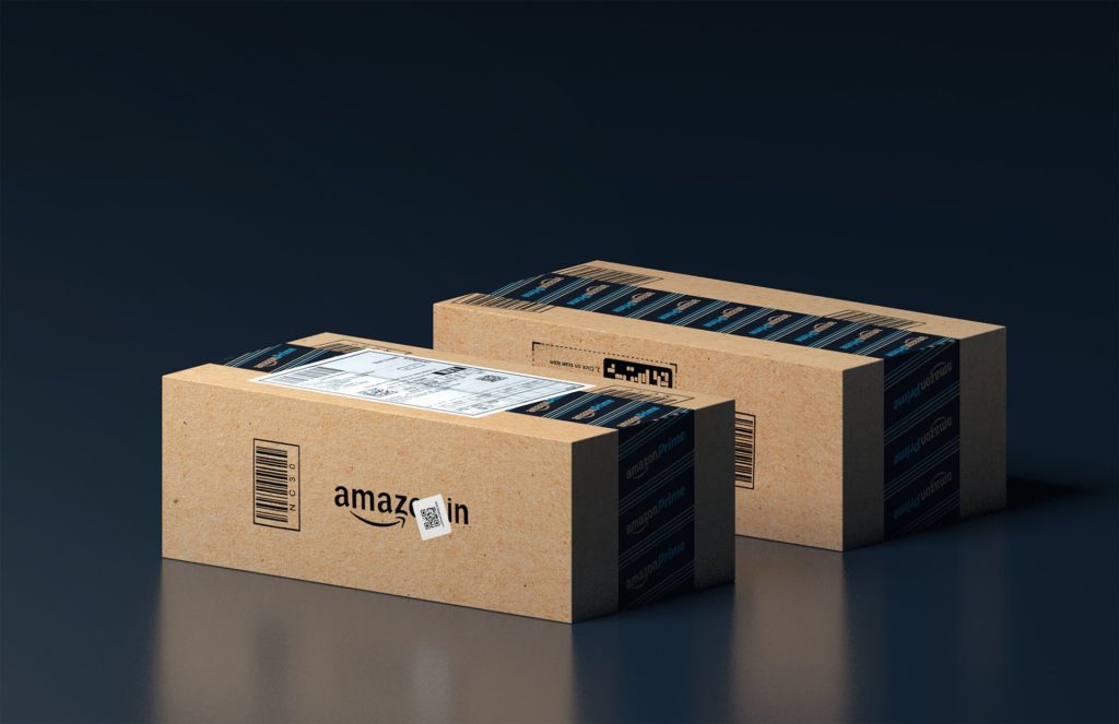Two Amazon-branded delivery boxes.